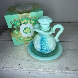 NOS VTG Avon Victorian Pitcher & Basin Set w/ Moonwind Bath Oil 1970s